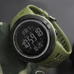 Skmei 1251 Digital Dial PU Strap Waterproof Sports Men's Watch – Dial Color: Black, Strap Color: Green  – Thumbnail 3