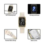 Naviforce NF7118 Comfortable Silicone Starp Digital Fashion Women's Watch – Dial Color: Black, Strap Color: White – Thumbnail 3