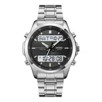Skmei 2049 Analog Digital Dual Display Men's Watch – Dial Color: Black, Strap Color: Silver – Thumbnail 1