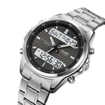 Skmei 2049 Analog Digital Dual Display Men's Watch – Dial Color: Black, Strap Color: Silver – Thumbnail 2