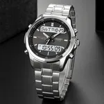 Skmei 2049 Analog Digital Dual Display Men's Watch – Dial Color: Black, Strap Color: Silver – Thumbnail 3