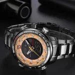 NAVIFORCE NF9093 Luxurious Stainless Steel Dual Time Men's Watch – Dial Color: Rose, Strap Color: Black – Thumbnail 3