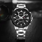 Naviforce NF9089 Stainless Steel Chronograph Multifunctional Classic Men's Watch – Dial Color: Black, Strap Color: Silver – Thumbnail 6