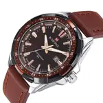 Naviforce NF9056 Comfortable Genuine Leather Strap Quartz Men' Fashion Watch  – Dial Color: Silver, Strap Color:  Brown  – Thumbnail 2