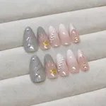 24Pcs Long Sea Shell Mermaid Paerl Artificial Nails – Thumbnail 3