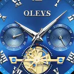 OLEVS 2859 Steampunk Style Stainless Steel Waterproof Men's Chronograph Watch – Dial Color: Blue, Strap Color: White – Thumbnail 6