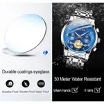 OLEVS 2859 Steampunk Style Stainless Steel Waterproof Men's Chronograph Watch – Dial Color: Blue, Strap Color: White – Thumbnail 5