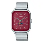 CASIO MTP-M305D-1AVDF Moon Chaser Silver Stainless Steel Chain Unisex Analog Watch – Dial Color: Red, Strap Color: Silver – Thumbnail 1