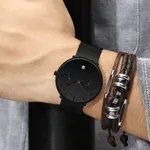 CRRJU 2162 Ultrathin Mesh Stainless Steel Band Business Fashion Men’s Watch – Dial Color: Black, Strap Color: Black – Thumbnail 4