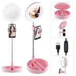 G3 3 In 1 Dimmable LED Ring Light 6 Inch Folding Desktop Selfie Light Mirror Lamp – Thumbnail 2
