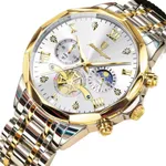 Poedagar 938 Luxury Stainless Steel Chronograph Men's Watch – Dial Color: White, Strap Color: Silver – Thumbnail 1