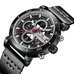 Naviforce NF9131 Analog Sports Leather Quartz Men's Watch – Dial Color: Black, Strap Color: Black – Thumbnail 2