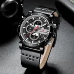 Naviforce NF9131 Analog Sports Leather Quartz Men's Watch – Dial Color: Black, Strap Color: Black – Thumbnail 3