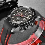 LIGE 10027 Premium PU Leather Analog Sporty Men's Watch – Dial Color: Black, Strap Color: Black – Thumbnail 3