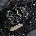 NAVIFORCE NF9128 Dual Display PU Leather Men's Watch – Dial Color: Black, Strap Color: Black – Thumbnail 3