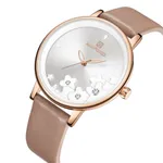 NAVIFORCE NF5012 PU Leather Analog Women's Watch – Dial Color: Silver, Strap Color: Rose – Thumbnail 2