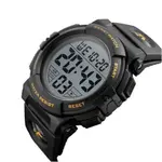 SKMEI 1258 Digital Rugged Design PU Leather Sporty Men's Watch – Dial Color: Black, Strap Color: Gold  – Thumbnail 2