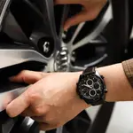 Naviforce NF9197L Comfortable Genuine Leather Strap Dual Display Sport Men's Watch – Dial Color: Black, Strap Color:  Brown  – Thumbnail 6