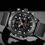 Naviforce NF9153 Mesh Stainless Steel Dual Display Multifunctional Sports Men's Watch – Dial Color: Black, Strap Color: Black – Thumbnail 3