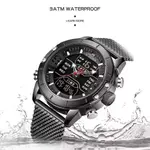 Naviforce NF9153 Mesh Stainless Steel Dual Display Multifunctional Sports Men's Watch – Dial Color: Black, Strap Color: Black – Thumbnail 4
