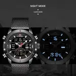 Naviforce NF9153 Mesh Stainless Steel Dual Display Multifunctional Sports Men's Watch – Dial Color: Black, Strap Color: Black – Thumbnail 6