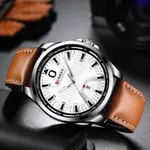  Curren 8379 Genuine Leather Strap Quartz Comfortable Men's Watch  – Dial Color: White, Strap Color:  Brown  – Thumbnail 3