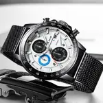 LIGE 9931 Analog Stainless Steel Waterproof Casual Men's Watch  – Dial Color: Blue, Strap Color: Black – Thumbnail 2