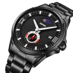SKMEI 9326 Quartz Stainless Steel Analog Moon Phase Men's Watch – Dial Color: Black, Strap Color: Black – Thumbnail 2