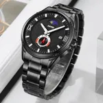 SKMEI 9326 Quartz Stainless Steel Analog Moon Phase Men's Watch – Dial Color: Black, Strap Color: Black – Thumbnail 3