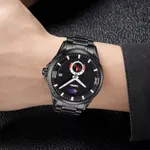 SKMEI 9326 Quartz Stainless Steel Analog Moon Phase Men's Watch – Dial Color: Black, Strap Color: Black – Thumbnail 4