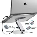 ORICO 4 Port USB3.0 Foldable Aluminum Notebook Riser Desktop Laptop Stand for MacBook Dell – Thumbnail 3