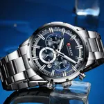 Curren 8355 High Quality Stainless Steel Chronograph Men's Watch – Dial Color: Navy Blue, Strap Color: Silver – Thumbnail 2