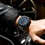 Curren 8398 Luxury Genuine Leather Straps Chronograph Sports Men's Watch – Dial Color: Blue, Strap Color: Silver – Thumbnail 5
