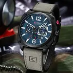 Curren 8398 Luxury Genuine Leather Straps Chronograph Sports Men's Watch – Dial Color: Blue, Strap Color: Silver – Thumbnail 4
