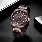 NAVIFORCE 9152 Luxury Brand Stainless Steel Quartz Man's Watch – Dial Color: Rose, Strap Color: Rose – Thumbnail 3