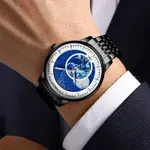 Nibosi 2539 New Sky Stars Design Stainless Steel Analog Men's Watch – Dial Color: Black, Strap Color: Black – Thumbnail 4