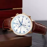 Skmei 9301 Leather Quartz Stainless Steel Men's Watch – Dial Color: Blue, Strap Color:  Brown  – Thumbnail 4