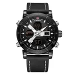 Naviforce 9132 Sport Military Dual Display Multifunction Men's Watch – Dial Color: White, Strap Color: Black – Thumbnail 1