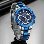 NAVIFORCE NF9196 Silver Stainless Steel Chronograph Men's Watch – Dial Color: Blue, Strap Color: Silver – Thumbnail 3