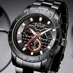 NAVIFORCE NF9145 Stainless Steel Chronograph Men's Watch – Dial Color: Orange, Strap Color: Black – Thumbnail 3