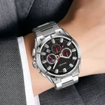 SKMEI 9355 Waterproof Business Luxury Brand Fashion Men's Watch – Dial Color: Black, Strap Color: Silver – Thumbnail 4