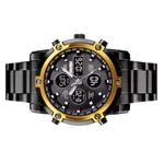 Skmei 1389 Stainless Steel Business Men’s Watch  – Dial Color: Gold, Strap Color: Black – Thumbnail 2