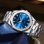 CRRJU 5004 High Quality Stainless Steel Quartz Analog Luxury Fashion Men's Watch – Dial Color: Blue, Strap Color: Silver – Thumbnail 2