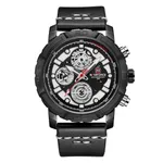 NAVIFORCE NF9139 PU Leather Chronograph Men's Watch – Dial Color: White, Strap Color: Black – Thumbnail 1