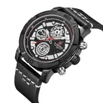NAVIFORCE NF9139 PU Leather Chronograph Men's Watch – Dial Color: White, Strap Color: Black – Thumbnail 2