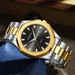 CRRJU 5004 High Quality Stainless Steel Quartz Analog Luxury Fashion Men's Watch – Dial Color: Black, Strap Color: White Gold – Thumbnail 3