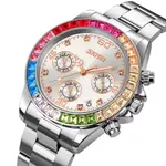 Skmei 9367 New Arrival Stainless Steel Strap Calendar Colorful Ladies Wristwatch – Dial Color: Silver, Strap Color: Silver – Thumbnail 2