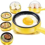 Multi Function 2 in 1 Electric Egg Boiler Steamer Omelette Frying Pan – Color: Yellow – Thumbnail 1