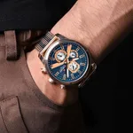 NaviForce NF9211 Chronograph Stainless Steel Luminous Men's Watch – Dial Color: Blue, Strap Color: Rose – Thumbnail 5