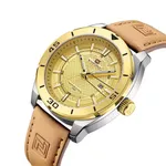 NAVIFORCE NF9209 Military Sports Luminous Men’s Watch – Dial Color: Gold, Strap Color:  Brown  – Thumbnail 2